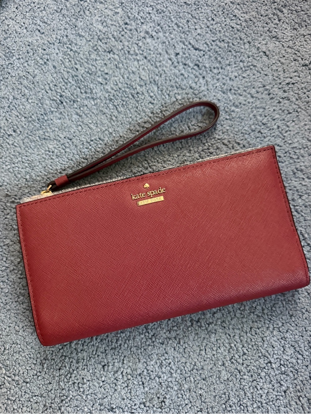 kate spade Red Saffiano Leather Wristlet Clutch